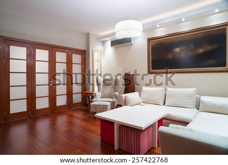 Luxury living room interior - evening shot