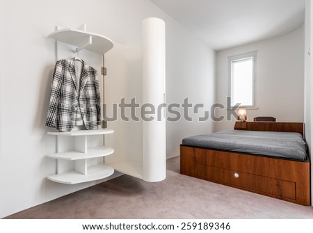 Bedroom interior with modern closet