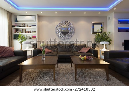 Luxury living room with led ceiling lights