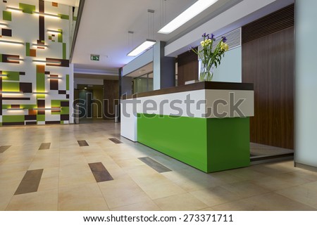 Reception area with reception desk