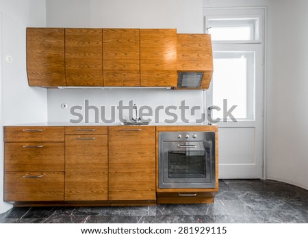 Modern wooden retro kitchen interior