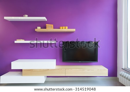 Living room interior - tv stand, wall mounted