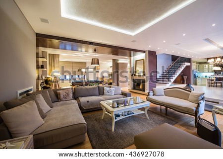 Luxury open plan apartment interior