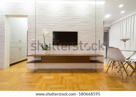 Living room interior - tv stand, wall mounted
