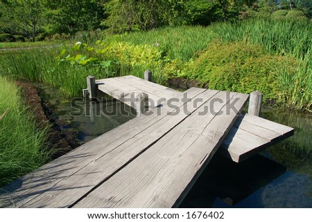 A pier from the Japanese Garden at the Montreal Botanical Gardens.