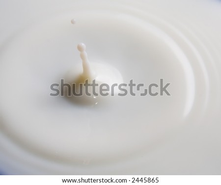 Stop motion of milk drops falling in more milk.