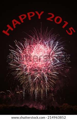 Happy New Year 2015 with colorful sparklers. The words Happy 2015 are integrated into the layout with black background