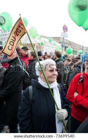 STUTTGART - MARCH 19: 60K people protest against the S21 rail project on March 19, 2011 in Stuttgart, Germany. S21 station is one of the most expensive and controversial railway projects ever.