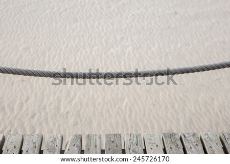 Rope barrier on beach