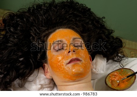 Facial Masque of organic carrot,pumpkin,lime and orange applied at Mind & Body Boutique Spa