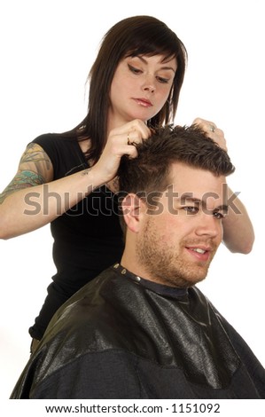 stock photo : Hair Styling at Beauty Salon with Pomade