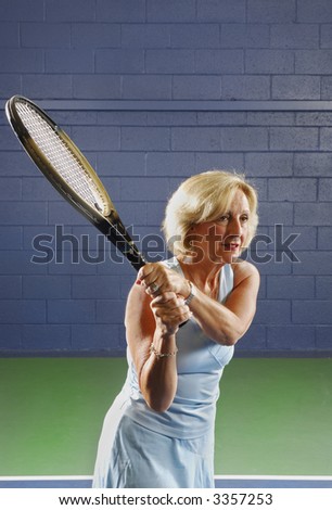 Senior Health and Fitness Tennis Forehand Swing