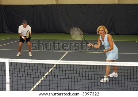 Senior Health and Fitness Tennis Doubles Match