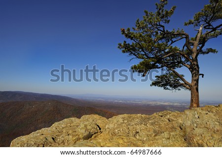 Blue Ridge Mountains Vista From Ravens Roost  Popular travel destination for mountain hikers and rock climbers Located on the Blue Ridge Parkway in Virginia