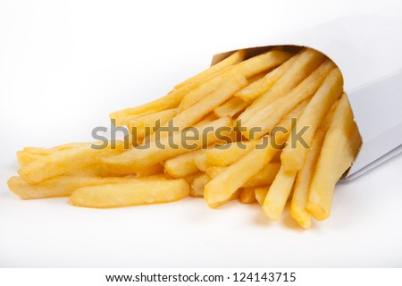 French fries in a paper wrapper