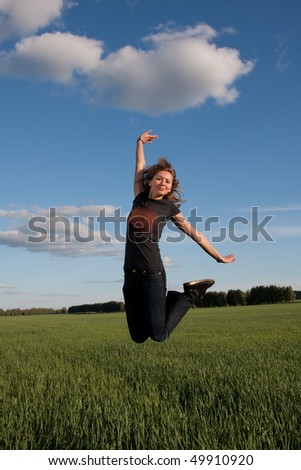 Young woman jumps