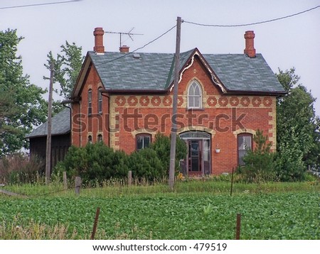 Ontario Farmer on Farm Red Farm House On The Field Find Similar Images