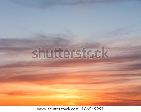 Beautiful bright sunset with evening glow