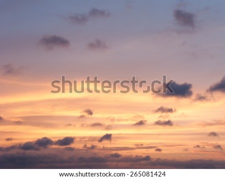 Sunset with evening glow on cloudscape