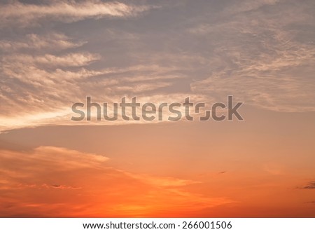 Sunset with evening glow on cloudscape