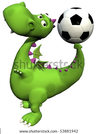 footballer dino baby dragon green - ball on tail
