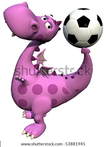 footballer dino baby dragon pink - ball on tail