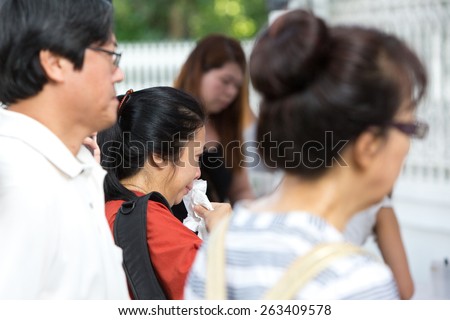 SINGAPORE - MARCH 23 : Visitors paying last respect and writing tribute to the late ex prime minister of Singapore, Mr Lee Kuan . Mr Lee died due to ill health, Mar 23, 2015, Singapore