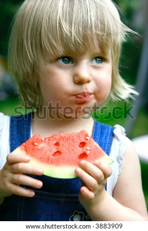 watermelon girl pics. stock photo : Cute girl