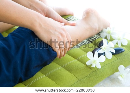 Woman having foot reflexology