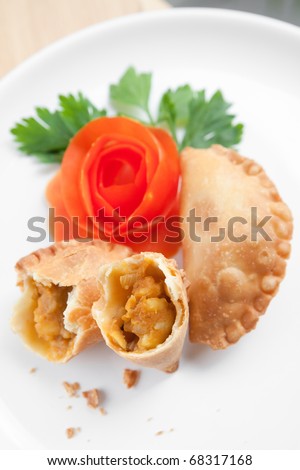 Delicious Asian curry puff with potato filling