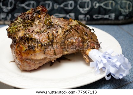 Succulent roasted leg of lamb with rosemary and garlic