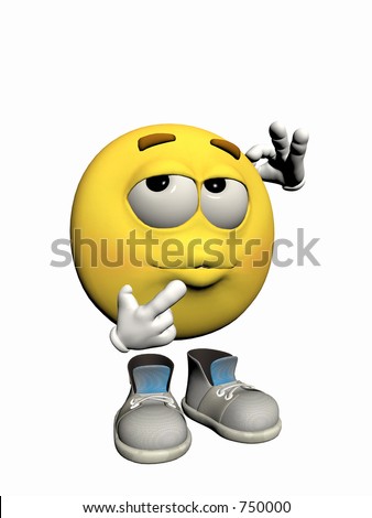 Illustration Over White Of An Emoticon Guy Thinking. - 750000