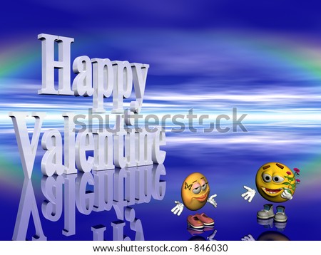 stock photo : These emoticon girls and guys are wishing you a happy valentine, 3D illustration, render with celebrities. Good for background, postcard or wallpaper purpose.  Copy space provided.