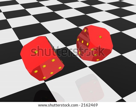 Illustration, background of Two rolling dice, random concept.