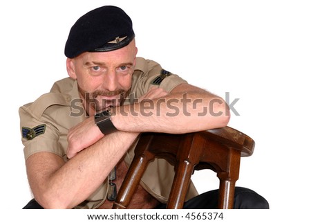 Attractive, mid fifties bearded soldier in uniform, Defense, protection, army concept