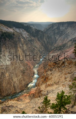 Grand Canyon of Yellowstone. Vertical orientation. HDR photo