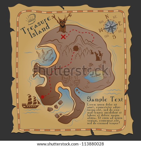 Treasure Map Skull