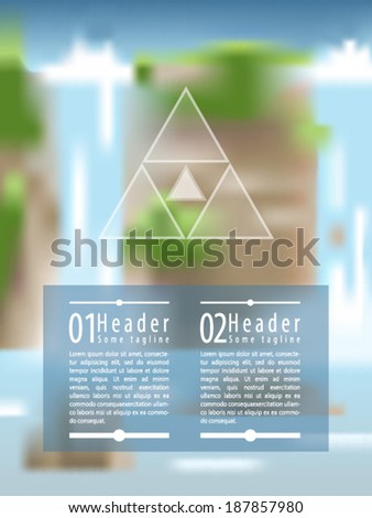 Infographic layout on a blurred tropical waterfall landscape vector illustration