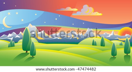 Evening mountain scape