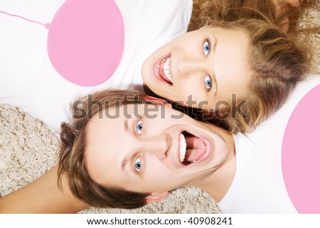 portrait of crying beauty young love couple (man and woman)