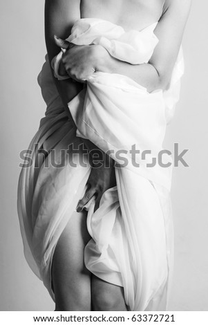 shape of thin woman in white air bed sheet