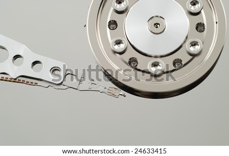 Close up of the defect in hard drive computer that produces an error