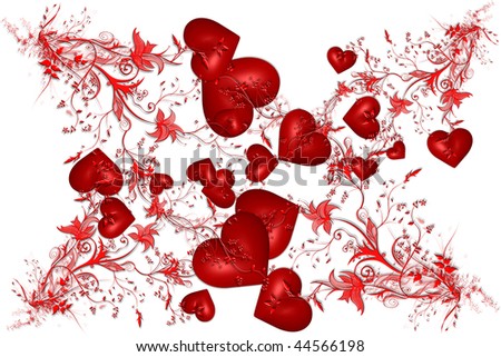 pictures of hearts and flowers. Red hearts and flowers on