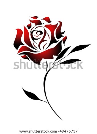 stock photo : Red rose tattoo design with path