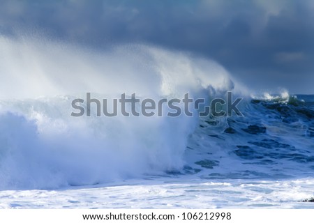 hurricane and big wave part of big ocean storm ( Commander Islands )