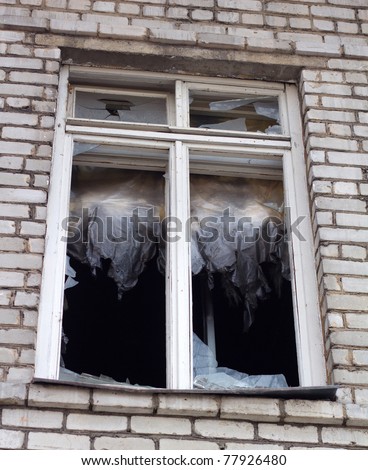 Broken Glass Window In the thrown house