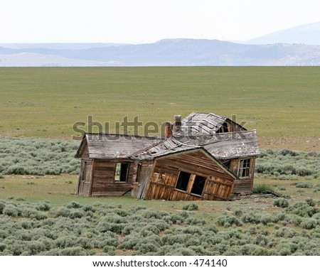 crooked falling down house in Wyoming