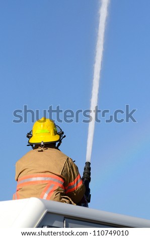 Firefighters on using large volume appliance water delivery master streams