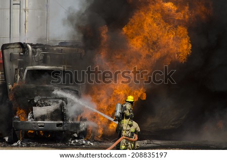 Fire fighters respond to a semi truck and silage fire at a dairy farm