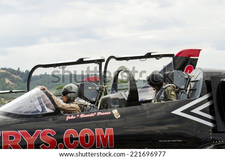 ROSEBURG, OR,USA - JULY 31, 20141: Part of the Patriots Jet Airshow Team stop for fuel at Roseburg Oregon, returning from a show,